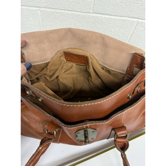 Patricia Nash Vienna Satchel Brown Leather Shoulder Bag 14x9" - Picture 10 of 16